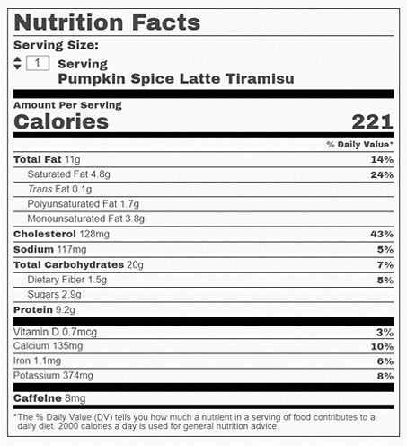 18 Kcal | Pumpkin Spice & Chestnut Tiramisu