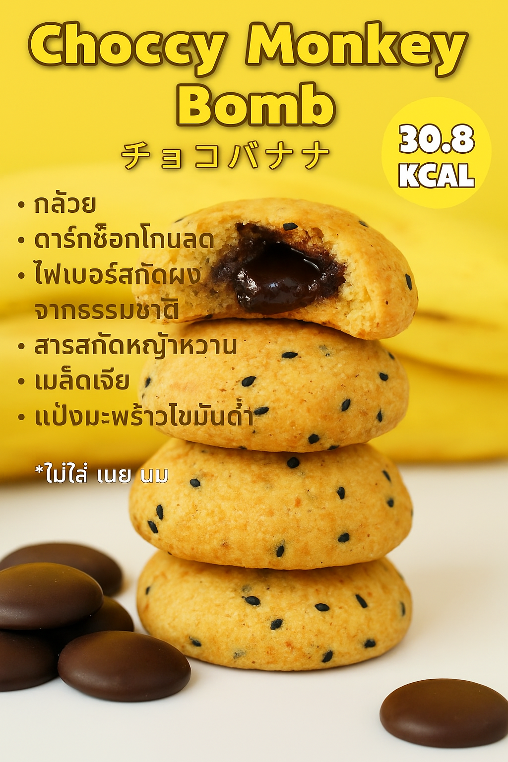 18 Kcal | Choccy Monkey Bomb  (30.8 kcal/piece) 加熱食更讚 !