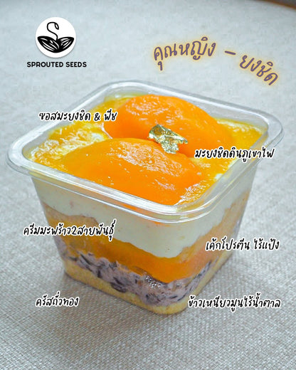 SS | Yong chid, Moon Sticky Rice, Low fat young coconut cream, Crispy Mung bean Parfait (No sugar added)