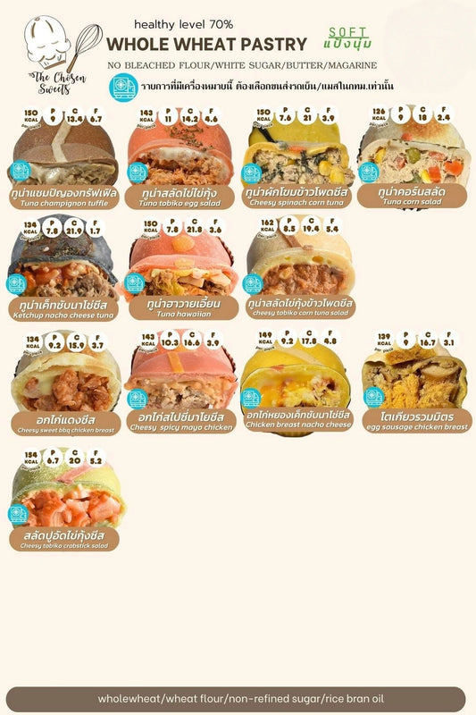 TCS |  Whole Wheat Pastry ‧ Chicken / Tuna / Crabstick ‧ 2pcs ‧ 12款口味