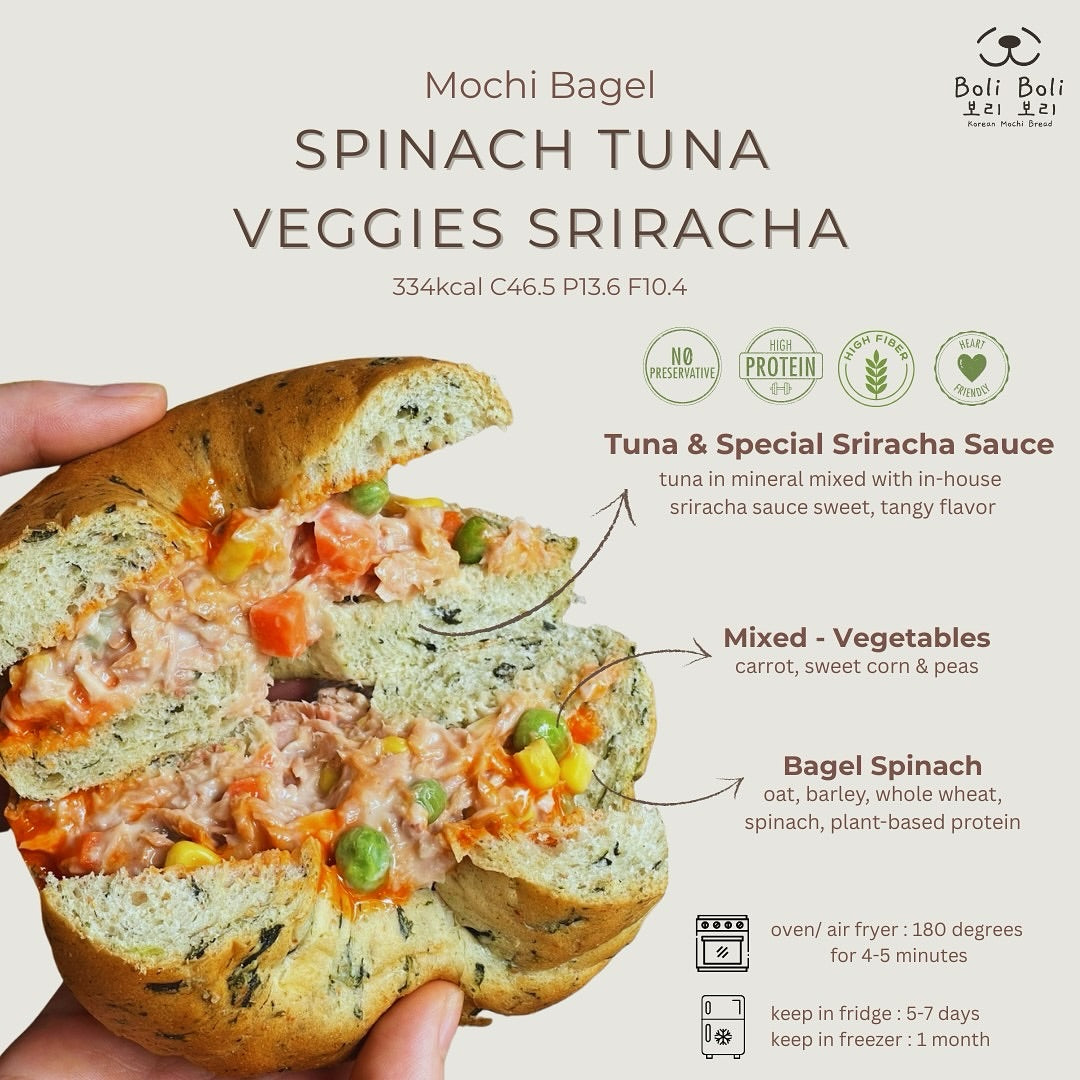 PEKO | Bagel - Spinach Tuna Veggies Sriracha